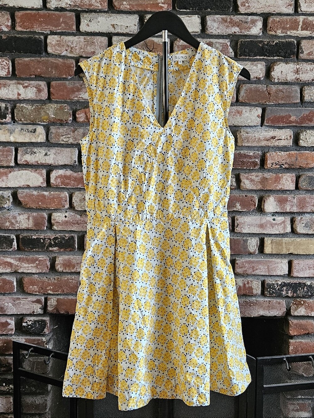 Suno Yellow Floral Picnic Dress